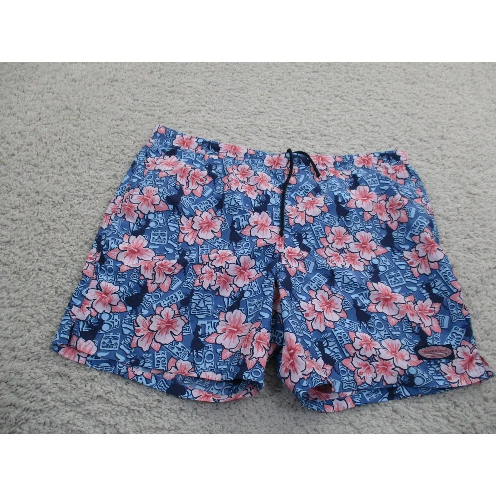 Vineyard Vines Board Shorts Men Large Blue Swim Trunks Fishing Beach Draw String